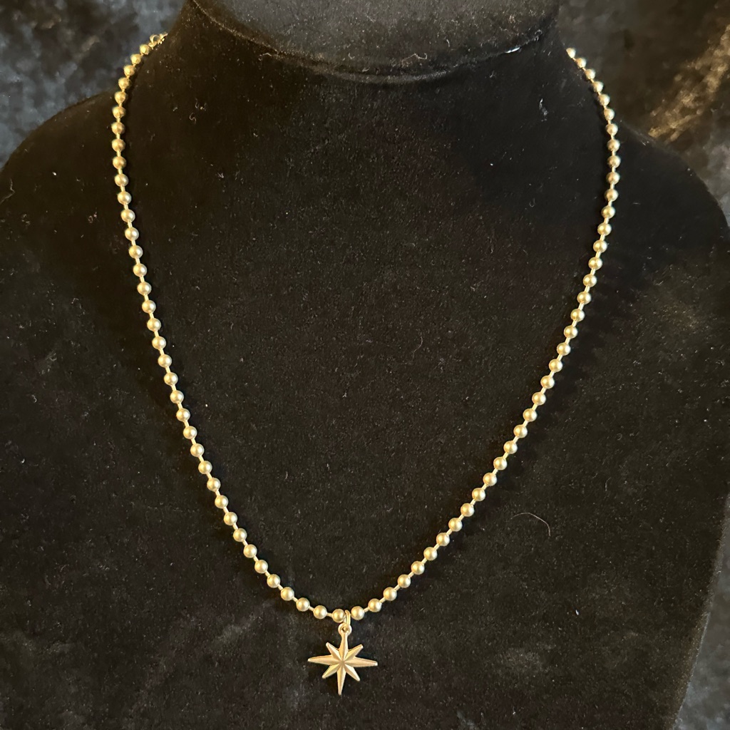 Nwt Anne Marie Gold Beaded Necklace With Star Pendant